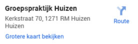 Route naar Groepspraktijk Huizen